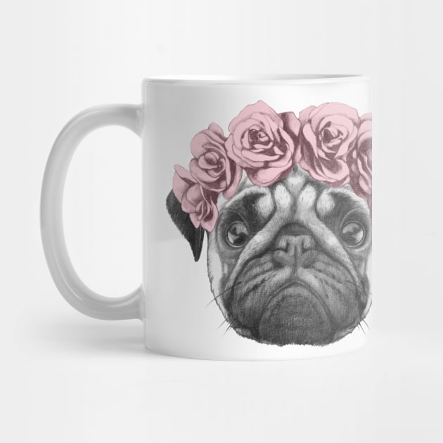 Rosie the pug with roses by RoseAesthetic